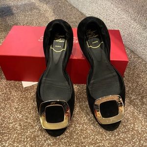 Roger vivier suede d’orsay buckle flats